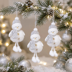 YICKYUE  -  3pcs Snowman Christmas Hanging Ornament, Gray and Pink Hat Scarf Snowman Pendant with Buttons and Dangling Legs,Room Decoration