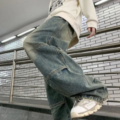 HEARUJOY  -  Spring and Autumn Trendy Men and Women Hip Hop Loose Straight leg Jeans American Retro Wide Leg Personalized Casual Pants y2k