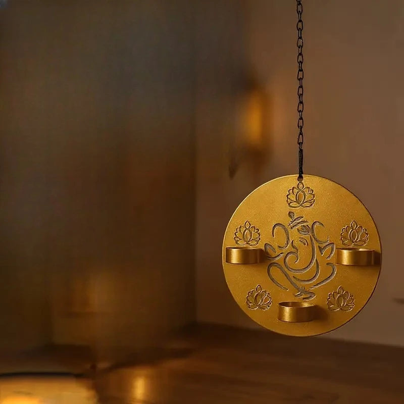YICKYUE  -  1pc Metal for Lotus Candle Holder Elegant Wall-Mounted Diwali Hanukkah Decor Happy Diwali Candlestick Decorations for Hanukkah