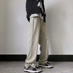 HEARUJOY  -  Trendy American Sle Men's Jeans Yellow Mud Color Straight Leg Wide Leg Pants Micro Flared High Street Vibe Summer Loose Fit