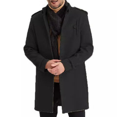 HEARUJOY  -  Spring and Autumn New Men's Solid Color Y2K Wool Coat Fashion Trend Casual Daily Single-Breasted Mid-Length Windbreaker Men
