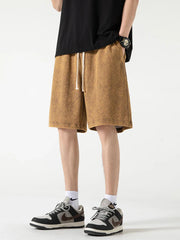 Hearujoy 2024 New Distressed Summer Shorts Men 320G Heavy Cotton Drawstring Harajuku Loose Sweatshorts Male Casual Short Pant Streetwear