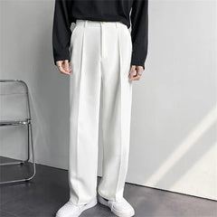 YICKYUE  -  Men's formal straight-leg loose solid-color comfortable daily casual suit pants