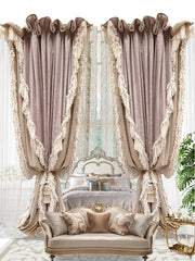 YICKYUE  -  European French Palace Retro Pink Velvet Curtains for Living Dining Room Bedroom Luxury Milk Tea American High-end Custom Size
