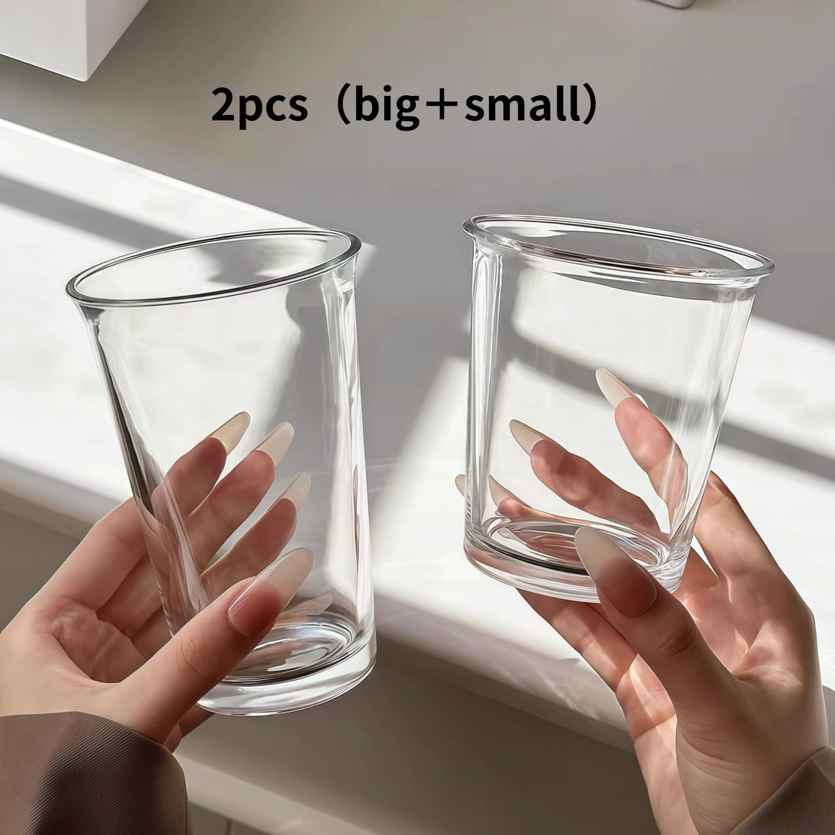 YICKYUE  -  Korean-style reverse-mouth glass cup, Ins-inspired coffee, milk tea, latte, bubble water, breakfast cup