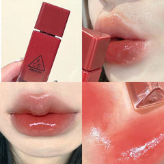 YICKYUE  -  Cherry Pink Colors Waterproof Jelly Mirror Lip Glaze Orange Color Translucent Tint Glass Liquid Lipstick Lip Gloss Daily Makeup