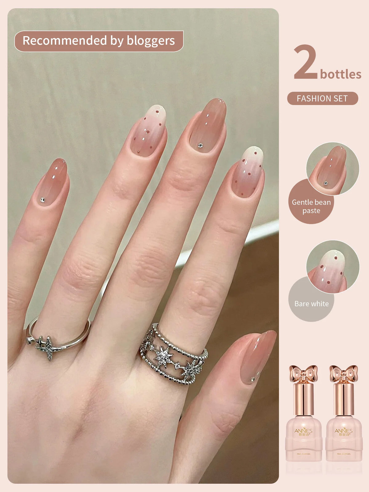 YICKYUE  -  2 Colors Milky White Nude Pink Neutral Sheer Translucent Soak Off UV Gel Nail Kit, Nail Concealer for Salon DIY
