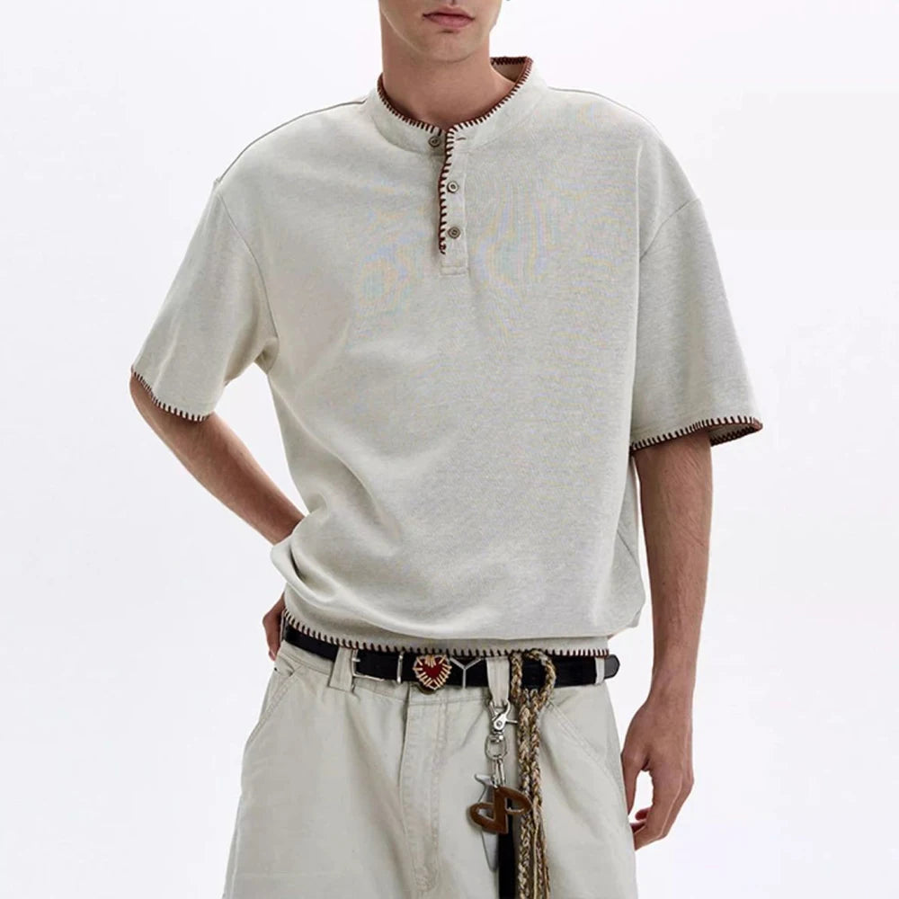 HEARUJOY  -  Summer New Men's Short-Sleeved Shirt American Vintage Fashion Trend Unisex Loose Casual Simple Breathable Niche Men's Tops