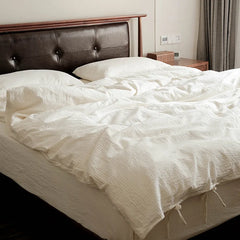 YICKYUE  -  Japanes Washed Cotton Bedding Set Double Bed Sheet Quilts Cover Pillowcase Set Simple Duvet Cover 1.2/1.5/1.8M Bedding Set