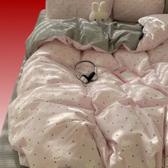 YICKYUE  -  Cartoon Anime Bed Four Piece Set Lanyard Miffy Girly Heart Pure Cotton Skin-friendly Quilt Cover Bed Sheets Dormitory Student