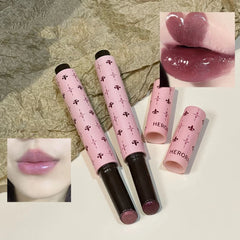 YICKYUE  -  Mulberry Purple Shimmer Lip Jelly Pen Moisturizing Mirror Water Light Solid Lip Gloss Film-forming Non-Fading Gloss Lipstick
