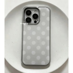 YICKYUE  -  Korean Ins Trendy Polka Dot Grey Phone Case For iPhone 18 ULTRA 17 AIR 16 15 14 13 12 11 Pro Max PLUS Surface Glossy Y2K Cover