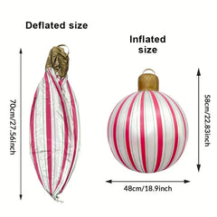 YICKYUE  -  3pcs Giant Inflatable Striped Christmas Balls 58cm PVC Xmas Decorative Balloons for Christmas Porch Lawn Yard Decoration Gifts