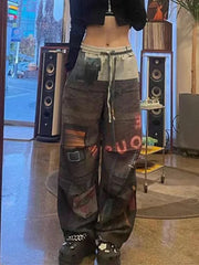 Hearujoy Y2K Sweatpants Men Sports Pants with Print Wide Leg Trousers Male Pattern Streetwear Hip Hop Graphic Loose Casual