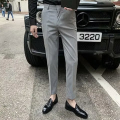 HEARUJOY  -  Men Suit Pants Long Pant Straight Trousers Pockets Splice Slim Fit Striped High Waist Regular Casual Autumn Winter 2025 New