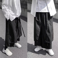 HEARUJOY  -  Dark Skirt Pants Japanese Retro Double-Layer Casual Samurai Pant Hakama Genderless Streetwear Fashion Wide-Leg Pants Unisex 2025
