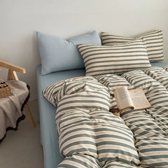 YICKYUE  -  Plaid printing skin-friendly and comfortable double-layer yarn small fresh printing four-piece set, dormitory
