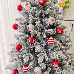 YICKYUE  -  Christmas Ball Decoration Set, Polka Dot Hanging Balls, Tree Decorations, Glittering Red And White Plastic Christmas Trinkets