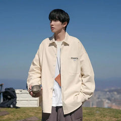 HEARUJOY  -  Japanese Retro Long-sleeved Shirt Men Spring Loose Versatile Apricot Cardigan Versatile Thin Jacket