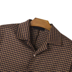HEARUJOY  -  French Style Men Short Jacket Fashion Luxury Thousand Bird Grid Pattern Tops Spring Autumn  Vintage Loose Little Coat Streetwear