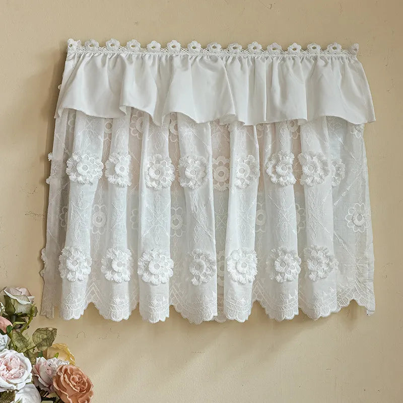 YICKYUE  -  Creative Curtain Sweet Princess Wind Lotus Leaf Edge Lace Small Window Electric Meter Network Cable Boxes Decorative No Drilling