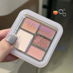 YICKYUE  -  5-Color Shiny Punk Blue Eyeshadow Palette Glitter Pearlescent Eye Shadow Palette Lasting Waterproof Nude Pink Eye Pigment Makeup