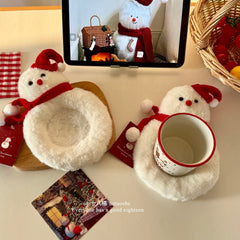 YICKYUE  -  Plush Scarf Snowman Coaster Korean Thermal Insulation Coaster Desktop Decoration Christmas Gift Luxury Placemat for Dining Table