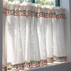 YICKYUE  -  Chinese-Style Elegant Short Curtain Punch-Free Half Curtain Small Window Gauze Curtain Velcro Shade Home Decorative