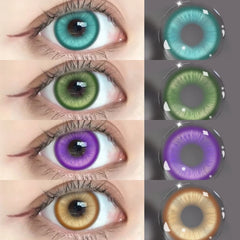 YICKYUE  -  Cosplay Green Colored Contact Lenses, 2Pcs Crazy Anime Rad Eye Lens, for Halloween, Cosplay Party, Role Play & Makeup