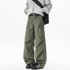 HEARUJOY  -  Retro Street Thin Multi Pocket Casual Work Pants For Men And Women High Street Loose Straight Leg Cleanfit Wide Leg Cargo Pants