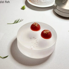 YICKYUE  -  Acrylic Transparent Cylindrical Plate Creative Dim Sum Dessert Dish Sushi Dish Serving Plate Kitchen Molecular Food Display Tray