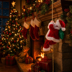 YICKYUE  -  Santa Climbing Rope Electric Climbing Santa Claus on Beads Chain Creative Plush Santa Claus Figure Operated Christams Deocration
