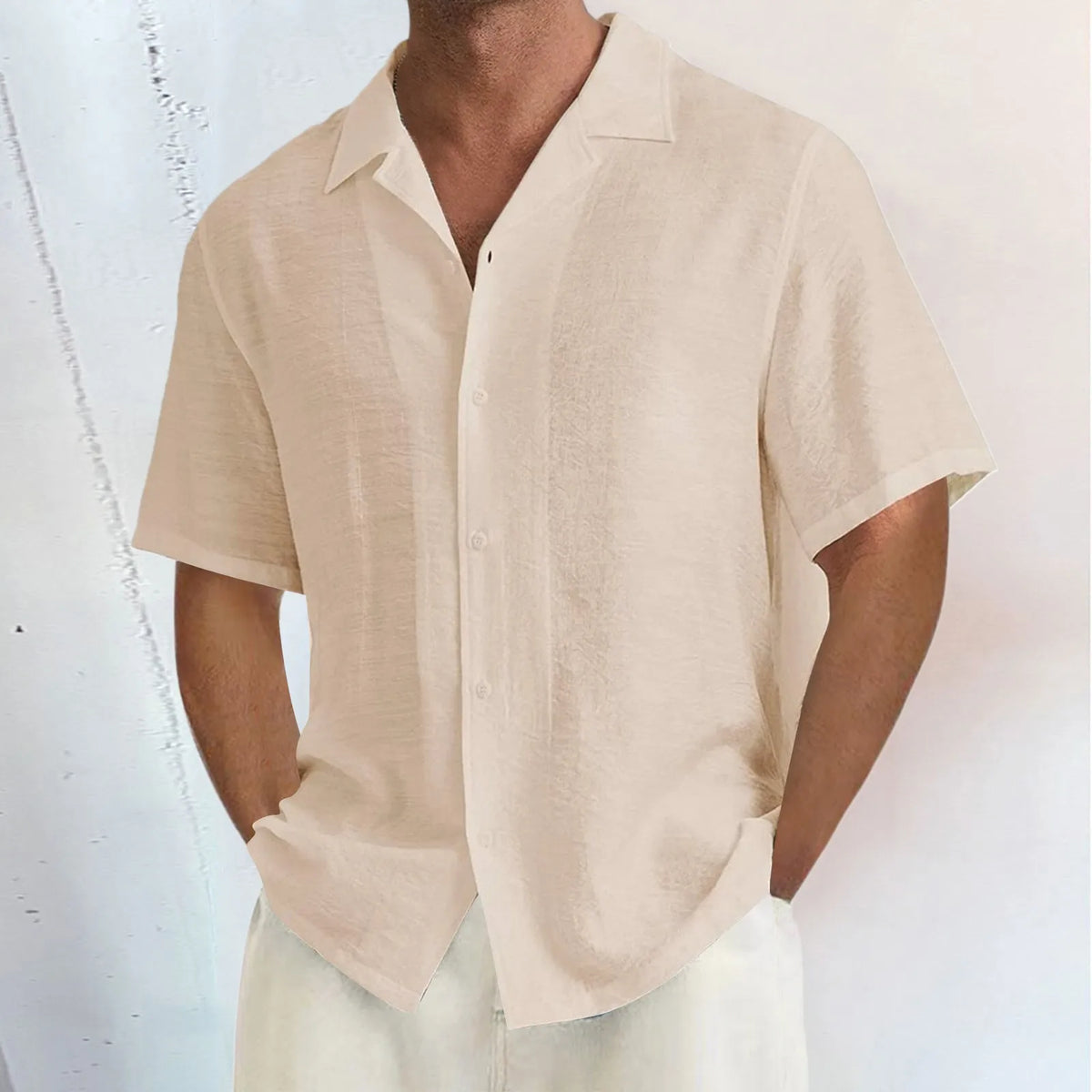 HEARUJOY  -  Summer Men'S Short Sleeve Cardigan Shirt Beach Casual Shirt Loose Regular Fit Casual Men'S Shirt