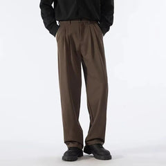 HEARUJOY  -  Men's Straight Casual Trousers Hong Kong Style Retro Fashion Simple Loose Versatile Commuting Daily 2025 New Men's Clothing