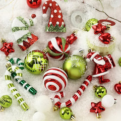 YICKYUE  -  50Pcs Christmas Ball Ornaments Set Christmas Tree Hanging Decora Xmas Tree Pendants Champagne Blue Black Red Wine Red Wedding