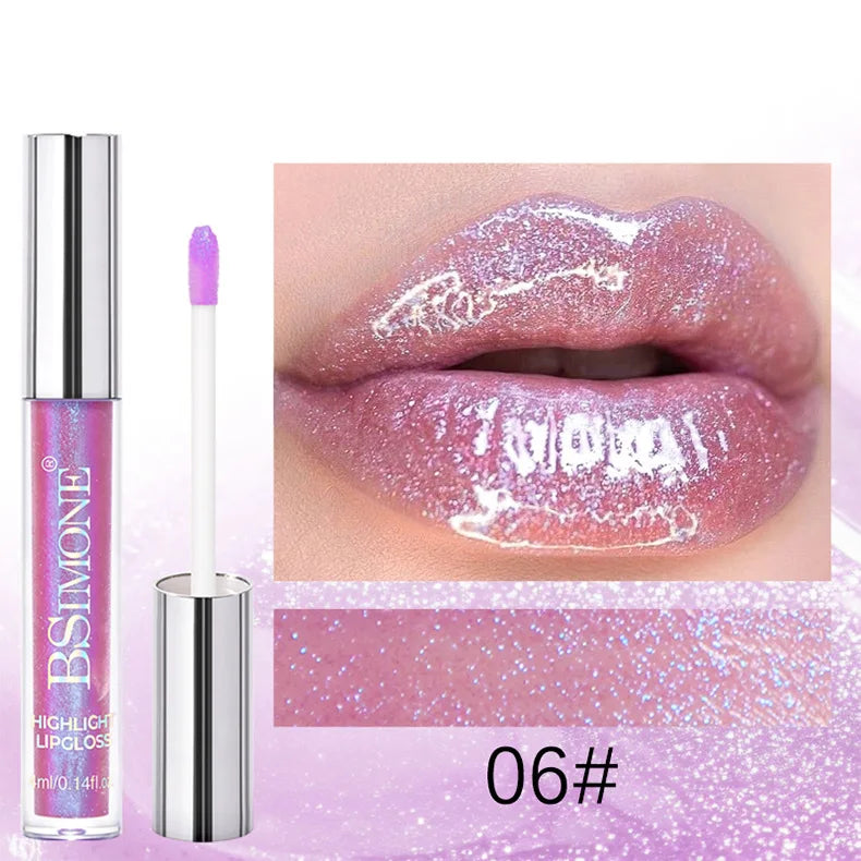 YICKYUE  -  6 Colors Glitter Shimmer Lip Gloss Moisturizing Tinted Fuller Effect Diamond Liquid Lipstick Makeup Sexy Lip Care Gifts