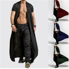 HEARUJOY  -  Spring Autumn New Men's Cardigan Cloak Mature Loose Vintage Long Windbreaker Casual Fashion Windbreaker Solid Poncho Men Tops