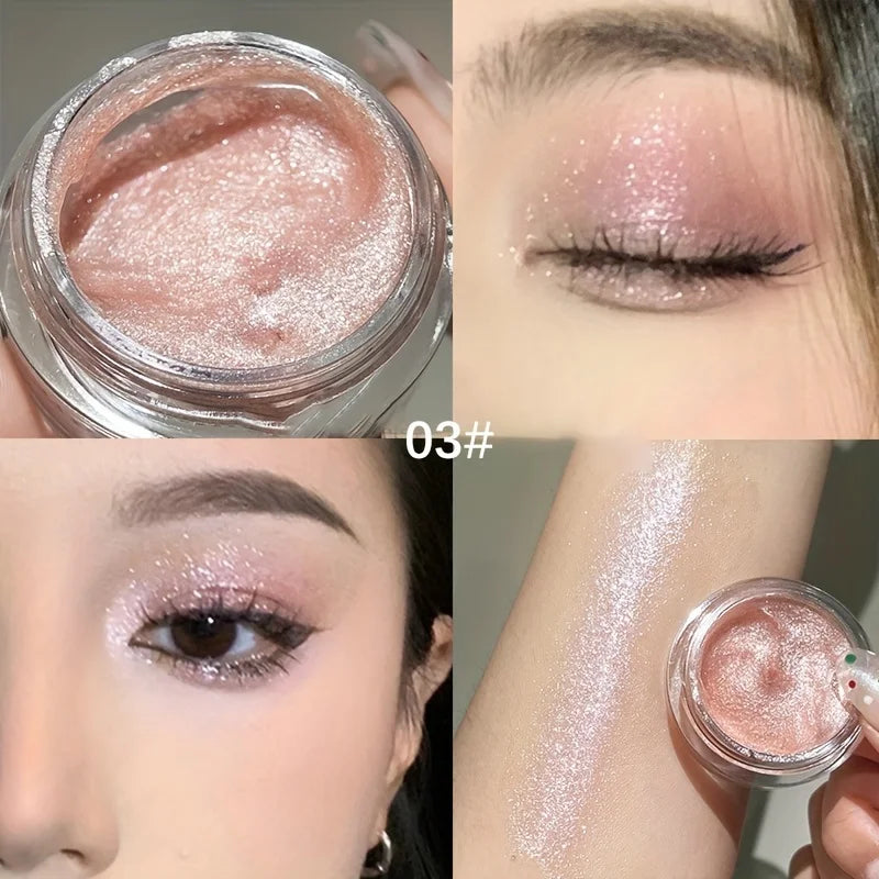 YICKYUE  -  Waterproof Sparkling Jelly Gel Eye Shadow Quick Drying Pearlescent Shimmer Glitter Highlighter Lying Silkworm Pear Eyeshadow