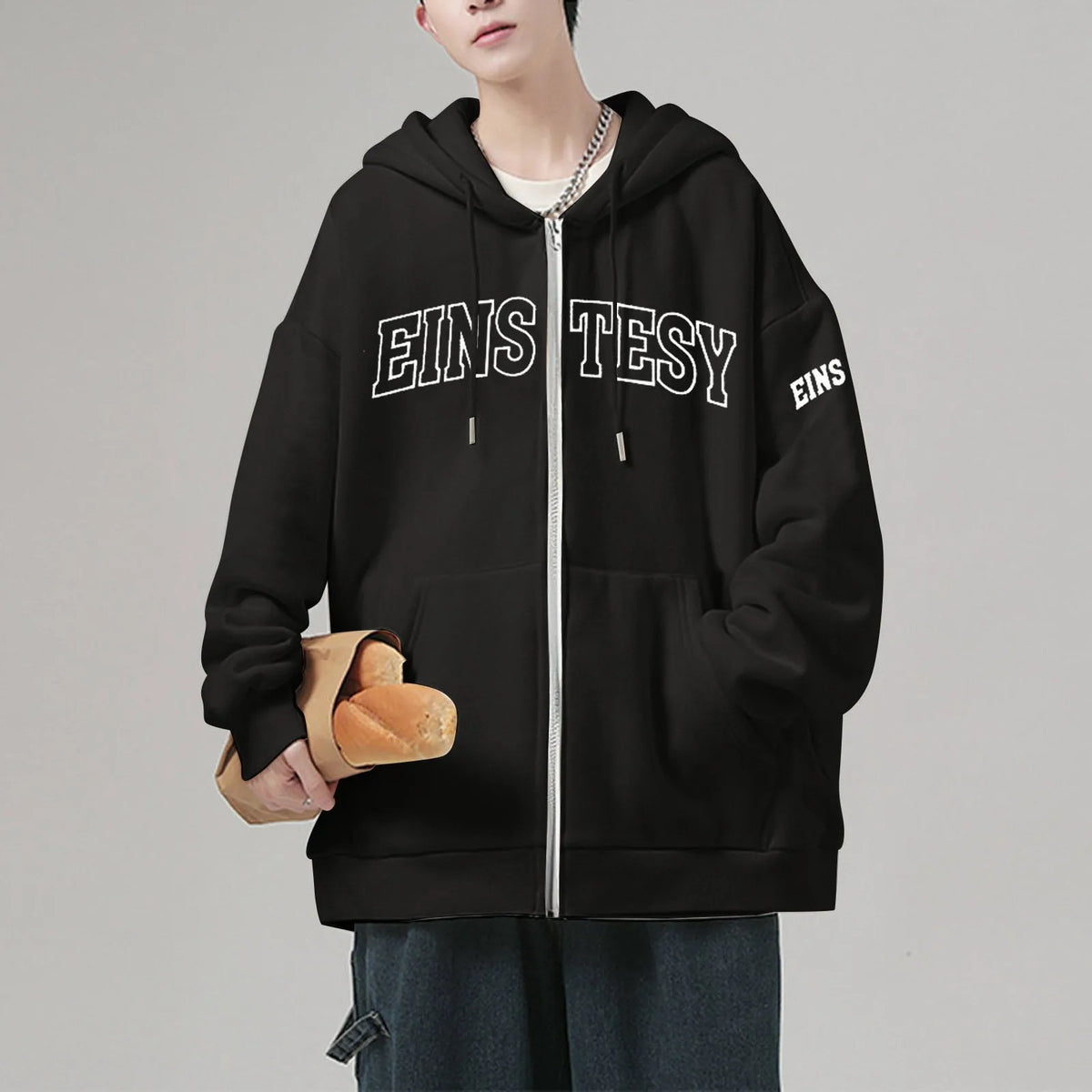HEARUJOY  -  Men'S Elegant Outdoor Travel Fall Hooded Sweatshirt Men'S And Women'S Couple Hooded Letter Printed Zipper Loose худи оверсайз