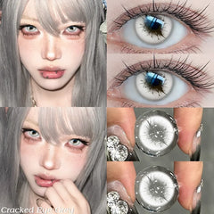 YICKYUE  -  1 Pair New Crazy White Cosplay Lenses Contact Lenses Anime Black Eyes Soft Lenses Halloween Party Contacts Fast Shipping