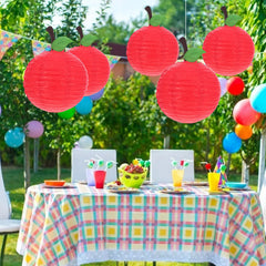 YICKYUE  -  5Pcs Red Paper Lanterns Hanging Party Decorations Fruit Theme Birthday Holiday Indoor Outdoor Paper Lanterns Spring