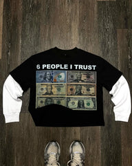 Hearujoy High Street Harajuku vintage print spliced long sleeve hoodie T-shirt Women Y2k new goth hip hop fashion trend couple loose top