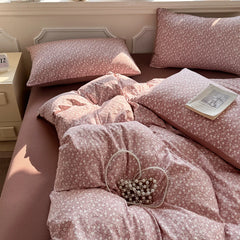 YICKYUE  -  Floral Bedding Sets Ins Princess Duvet Cover Pillowcase Twin Queen Full Size No Filling Flat/Fitted Sheet Set Home Decor