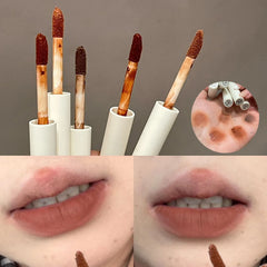 YICKYUE  -  5 Color Long-Lasting Waterproof Matte Velvet Lip Gloss Mist Nude Brown Red Lipstick Non-stick Cup Lip Glaze Lip Makeup Cosmetics