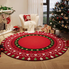 YICKYUE  -  Christmas Living Room Decoration Round Carpet Thick Plush Rugs for Bedroom Fluffy Soft Home Red Floor Mat Cloakroom Washable Rug