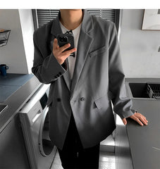 HEARUJOY  -  Loose Blazers Men Leisure Trendy Coat One Button Suit Jackets fashion Male Daily Streetwear All-match Simple Suit-tops hip hop