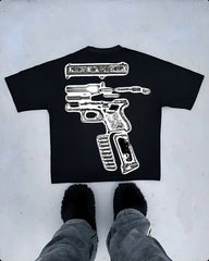 Hearujoy High Street fashion Letters Personality Design printed short sleeve men Goth trend punk shirt Harajuku loose casual T-shirt