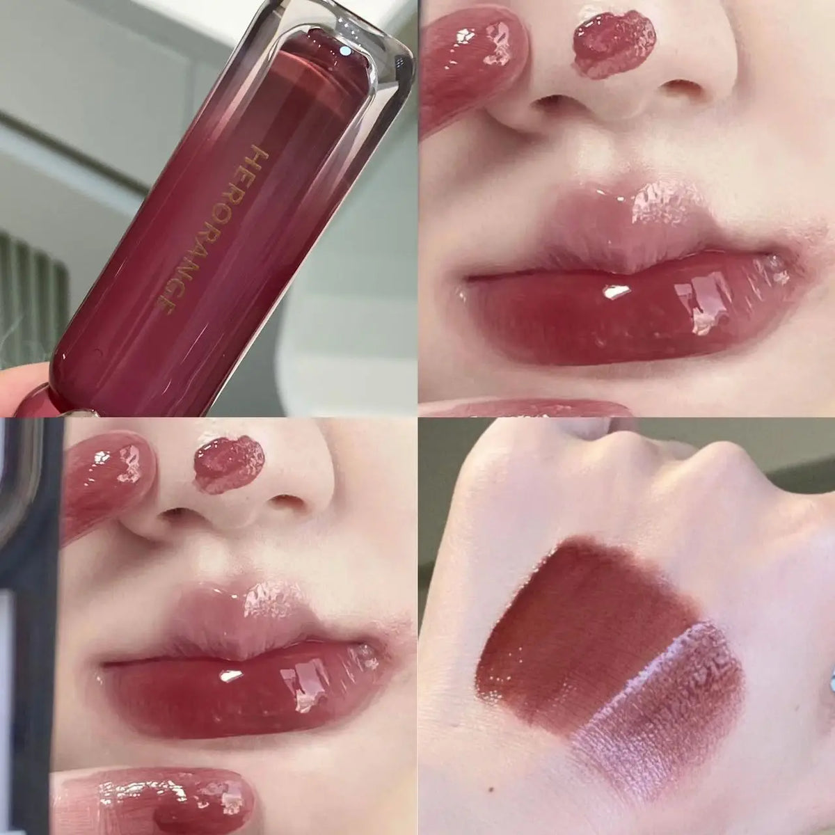 YICKYUE  -  Smoked Grape Purple Red Lip Glaze Mirror Water Lip Gloss Moisturizing Liquid Lipstick Clear Tint Makeup Korean Women Cosmetics