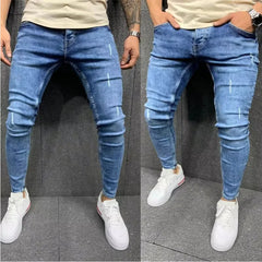 HEARUJOY  -  Mens Jeans Casual Skinny Pants Stretch Denim Trousers Male Slim Fit Straight Pants Fashion Jeans Soild Pencil Pants Man Clothing