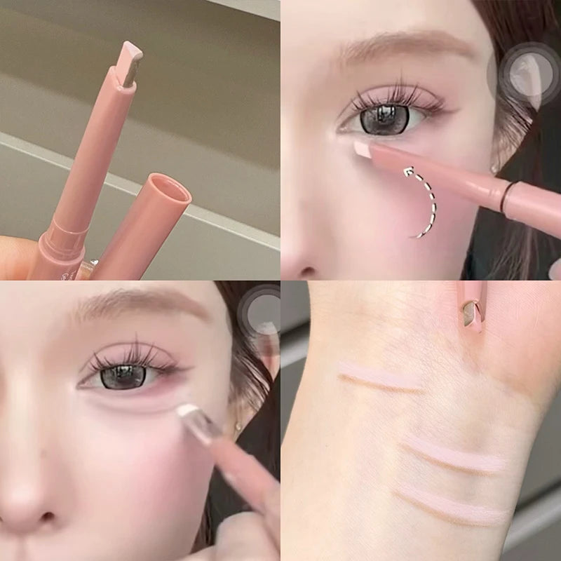 YICKYUE  -  Two-tone Paste Lying Silkworm Pen Under Eye Liner Brighten Shadow Pencil Makeup Nude Pink Beige Eyeliner Contouring